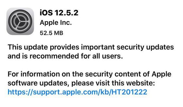 禄丰苹果手机维修分享iOS12.5.2发布，建议所有老苹果用户安装 